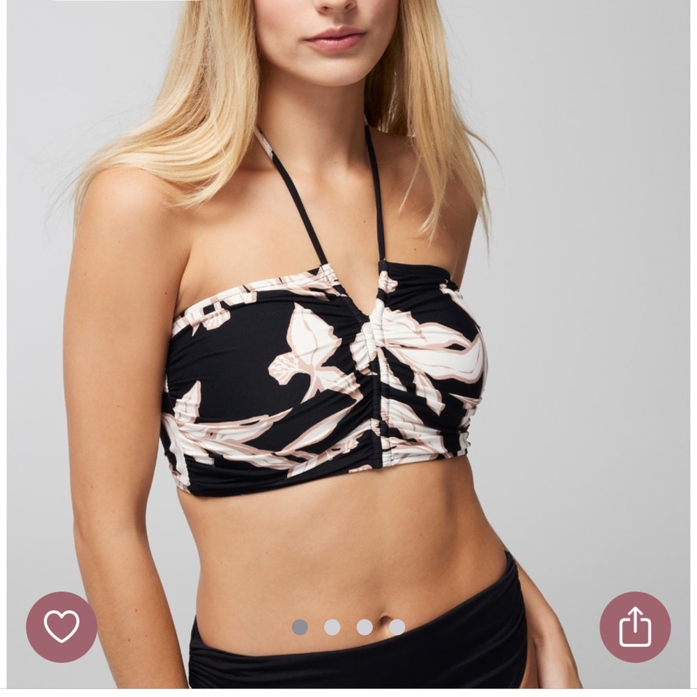 Soma Floral Black and Cream swim halter crop top